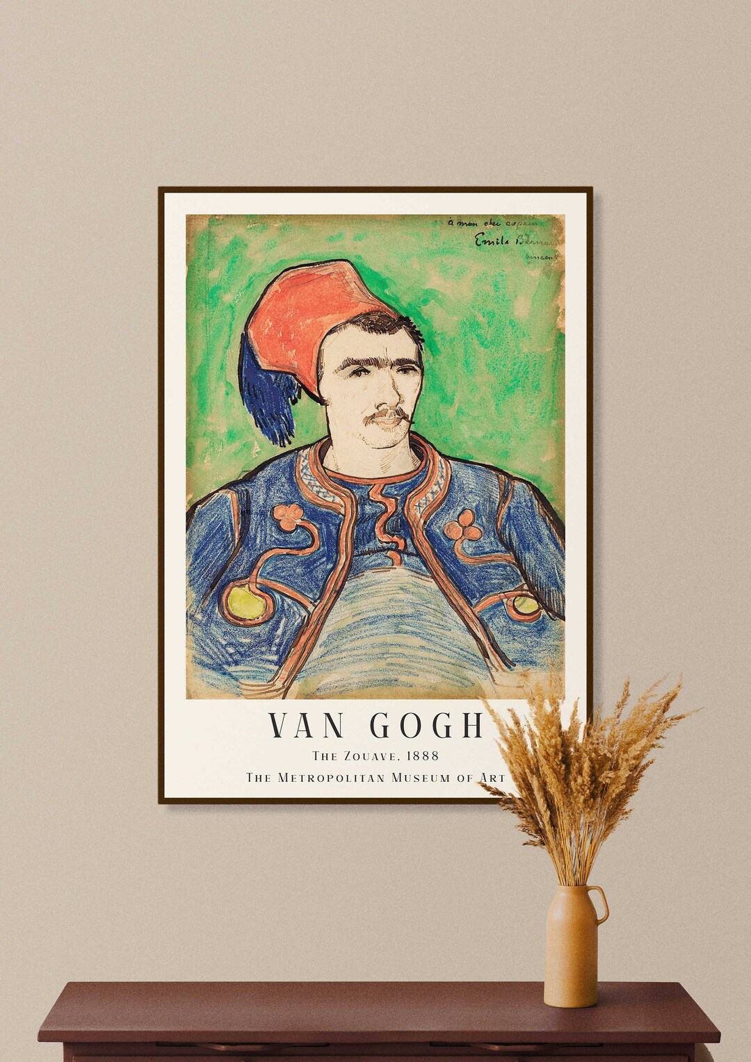Van Gogh Printable Art the Zouave Print, Van Gogh Poster, Van Gogh Wall