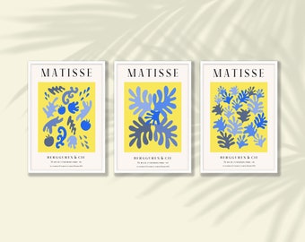 Gelbe Matisse Drucke Set: Boho Blumen Wandkunst (Digitaler Download)