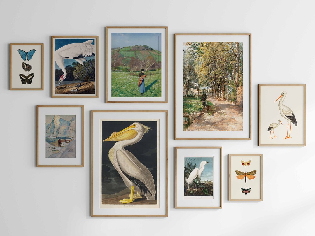 Vintage Gallery Prints Set of 9 | Mega Wall Art Set, Living Room Decor ...
