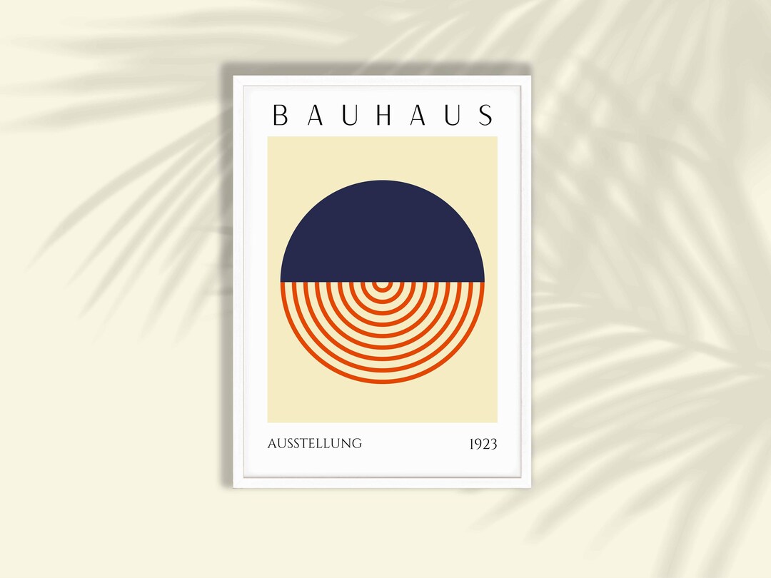 Orange Navy Blue Bauhaus Art Print - Geometric Wall Art, Museum ...