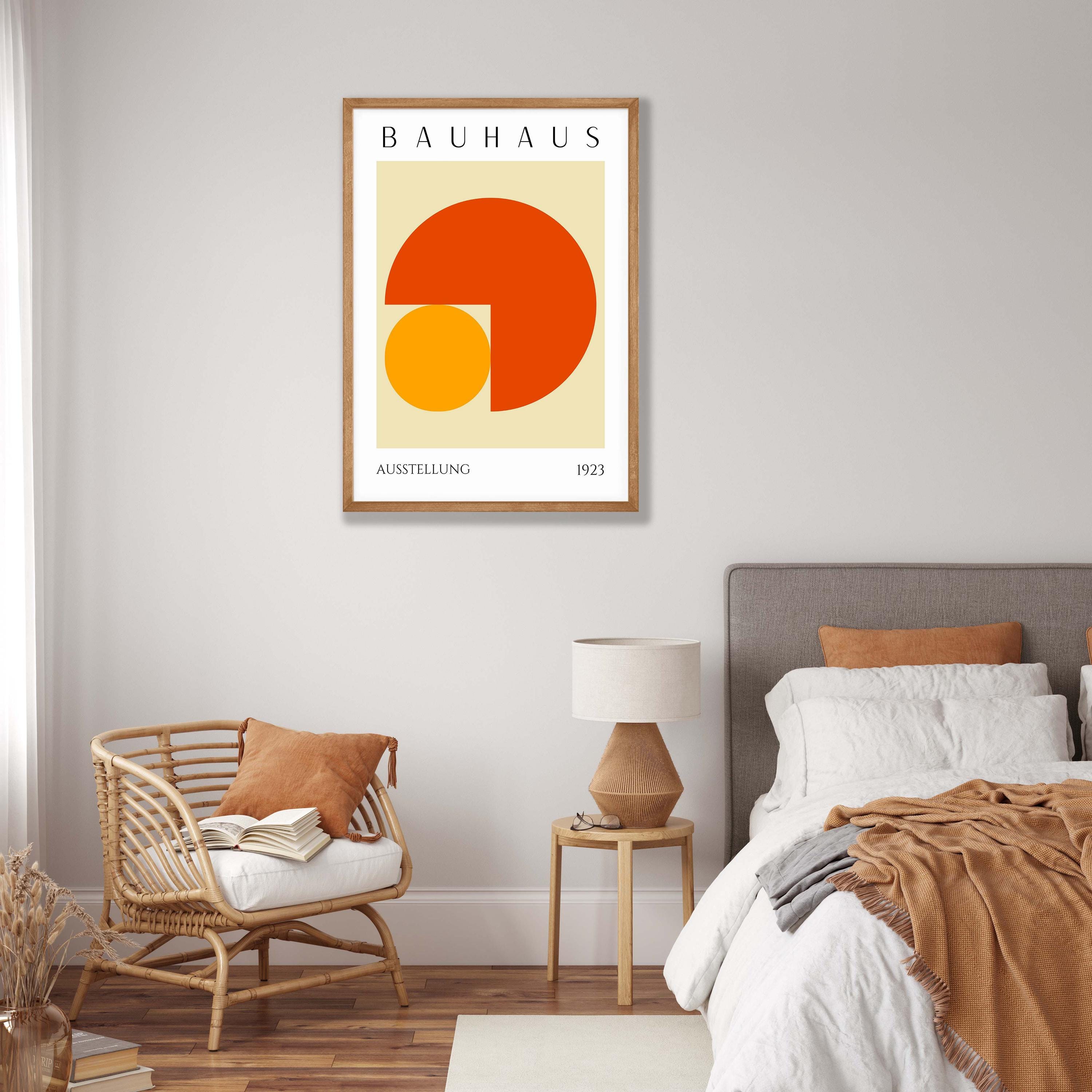 Orange Bauhaus Art Print - Geometric Wall Art, Museum Exhibition Poster ...