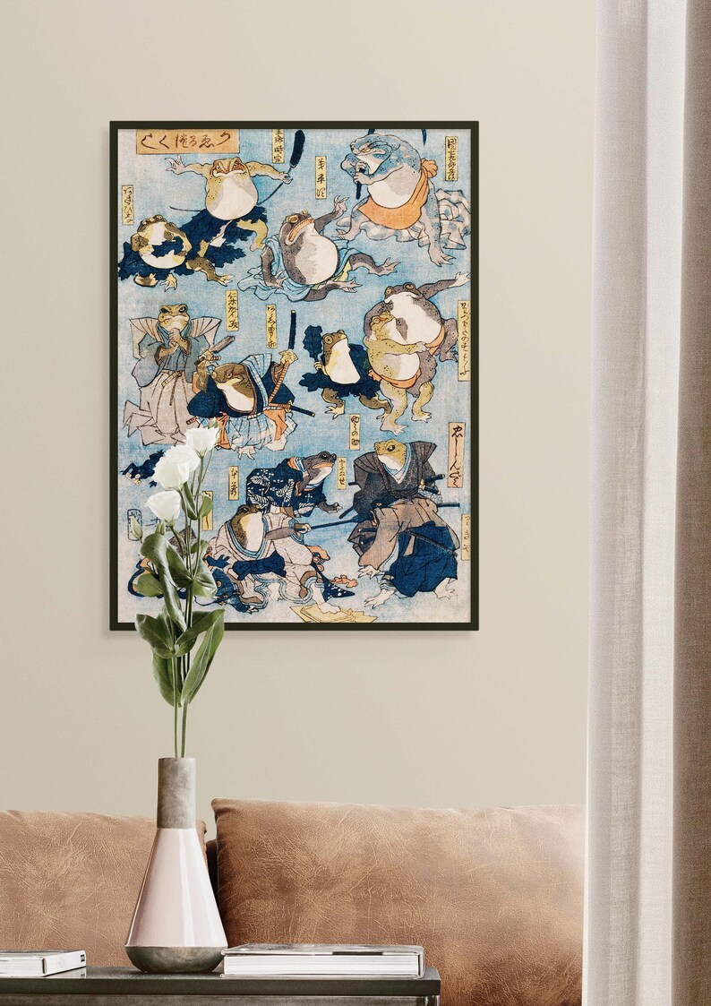 Digital Japanese Frog Printable Art Frog Wall Art, Ukiyo E Print