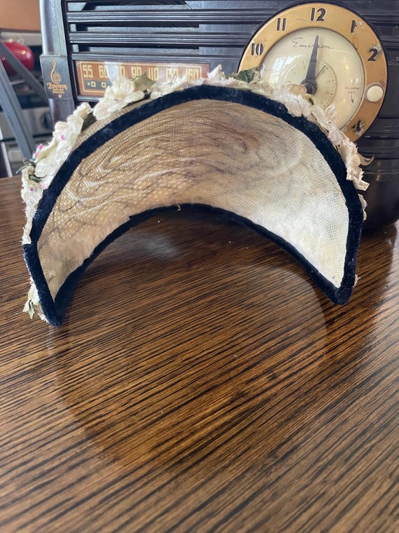 Vintage 1950s Ladies Straw Half Hat Fascinator - image 3