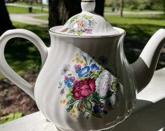 Vintage Arthur Wood and Son Staffordshire England Flower Teapot