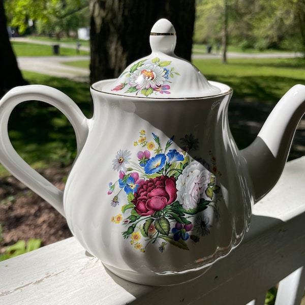 Vintage Arthur Wood and Son Staffordshire England Flower Teapot