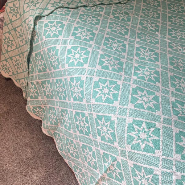 Vintage Cotton Star Camp Reversable Coverlet Blanket