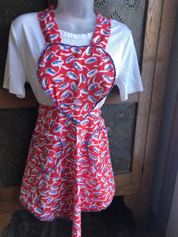 Vintage 1950s Kitchen Mid Century Heart Apron