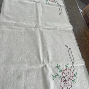 Vintage Embroidered Kitchen Tablecloth Card Table Tablecloth