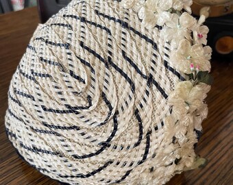 Vintage 1950s Ladies Straw Half Hat Fascinator