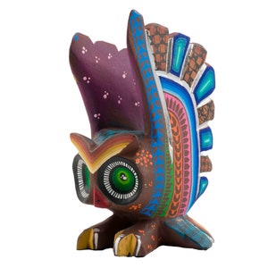 Owl Alebrije, Multicolored Owl, Wood carving, Statement decor, Mexican Craftsmanship, Bird decor, sculpture, Oaxacan statue