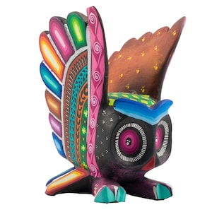 Owl Alebrije, Multicolored Owl, Wood carving, Statement decor, Mexican Craftsmanship, Bird decor, sculpture, Oaxacan statue