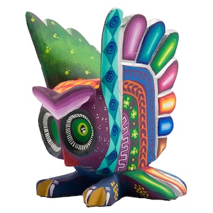 Owl Alebrije, Multicolored Owl, Wood carving, Statement decor, Mexican Craftsmanship, Bird decor, sculpture, Oaxacan statue
