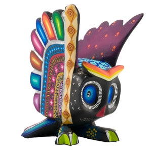 Owl Alebrije, Multicolored Owl, Wood carving, Statement decor, Mexican Craftsmanship, Bird decor, sculpture, Oaxacan statue