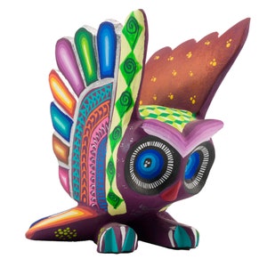 Owl Alebrije, Multicolored Owl, Wood carving, Statement decor, Mexican Craftsmanship, Bird decor, sculpture, Oaxacan statue