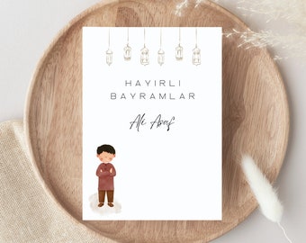 Carte-cadeau Bayram pour garçons | Carte-cadeau de l’Aïd | Çocuk Bayram Hediyesi | Hayirli Bayramlar