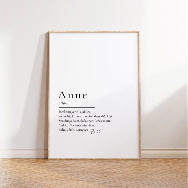 Anne Sözlük | Anneler günü | Anneler günü Hediyesi | Muttertagsgeschenk | Definitionsposter | Personalisierte Geschenke