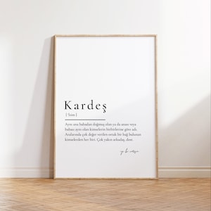 Kardes Sozlük | Aile | Kardes Hediye | Affiche de définition | Cadeaux personnalisés