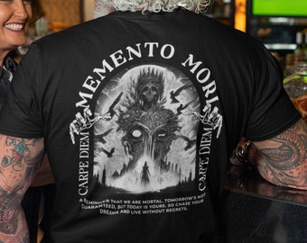 Momento Mori Carpe Diem Shirt, Skeleton T-shirt, Skull T-shirt, Gothic Shirt, Catholic Gifts, Streetwear, Christian Shirts, Meaningful Gifts