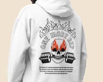 One More Rep Hoodie, Workout Hoodie, Gym Hoodie, Exercise Shirt, Gym Gift, Pump Cover, Gift For Him, Gym Sweatshirt, Oversized Workout Shirt
