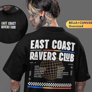 East Coast Ravers Club United By Music, Rave, Rave T-shirt, Music Festival Outfit, DJ Merch, Rave Top, Festival Wear, Rave Gift, Rave Outfit