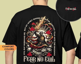 Fear No Evil Fantasy Shirt Gamer Gifts Knight Gaming Shirt Gothic Clothes Armor Of God Christian Shirt Fitness Gifts Pump Cover Gift For Him