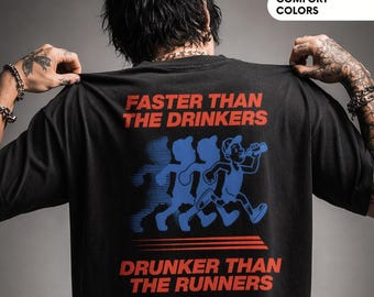 Streetwear Shirts For Runner And Wine Lover, Retro Comfort Colors Unisex Graphic Tees, Runner Gifts, Party Shirts, Summer Tops, Funny Shirts