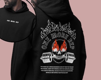 One More Rep With Front And Back Print Hoodie, Gym Shirt, Workout Hoodies, Gym Hoodie, Exercise Shirt, Gym Gifts, Pump Cover, Gym Sweatshirt