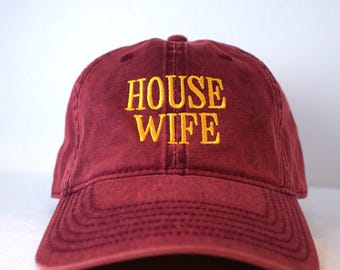 House Wife Maroon Vintage Embroidered Cap, Rave Fashion, Rave Accessories, Music Festival Hat, Rave Outfit, Bachelorette Party Hat, Rave Hat