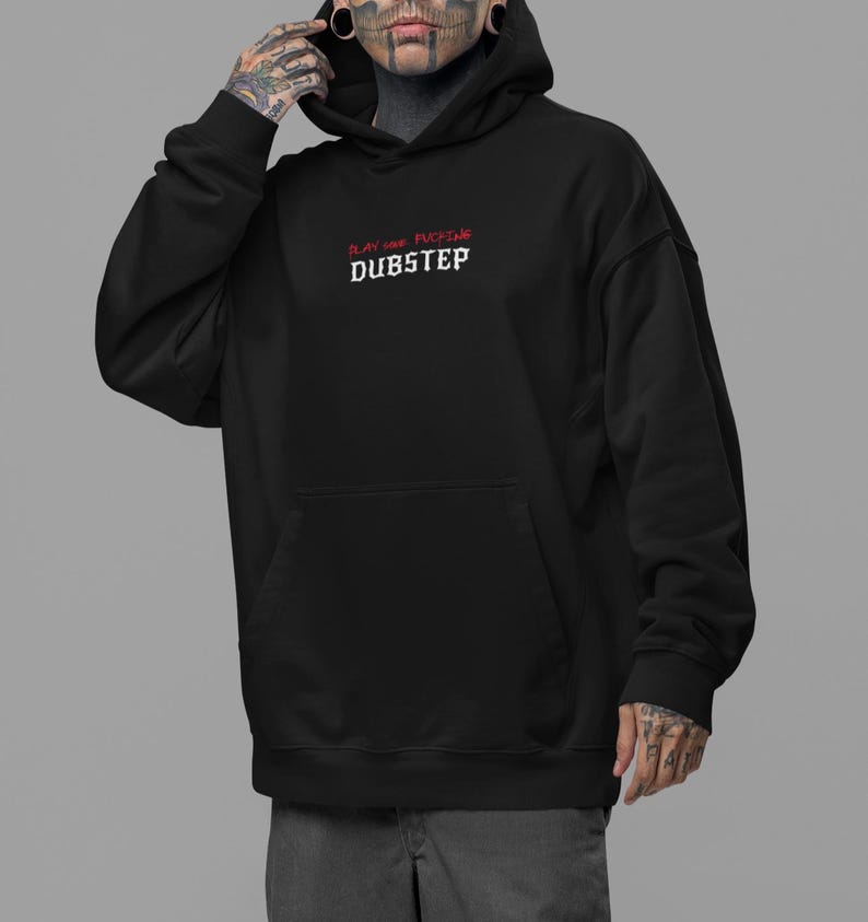 Play Some F*cking Dubstep, Rave Hoodie, Festival Outfit, Rave Outfit, Music Festival Shirt, Dubstep Riddim, Rave Wear, Rave Skull Headbanger immagine 2