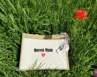 Jute Tote Bag with front pocket. Free scarf. Mothers' Day.