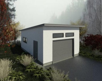 Eenvoudige moderne garage voor 1 auto 16'x22', 16'x24', 20'x24'