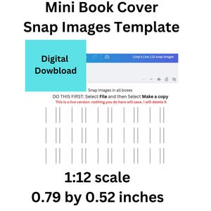 1:12 Scale 0.79 by 0.52 w inches Images Snap in the Frame Printable Miniature Book Cover Template