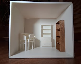 1:12 Scale 3D Printed Room Box - Unfinished Miniature Display