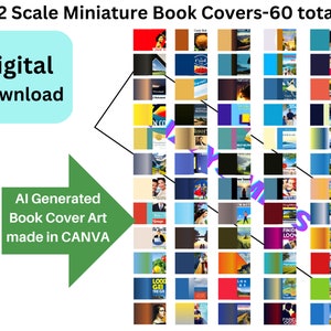 Miniatur Buchcover 1:12 - Druckbare KI Kunst (Digitaler Download)