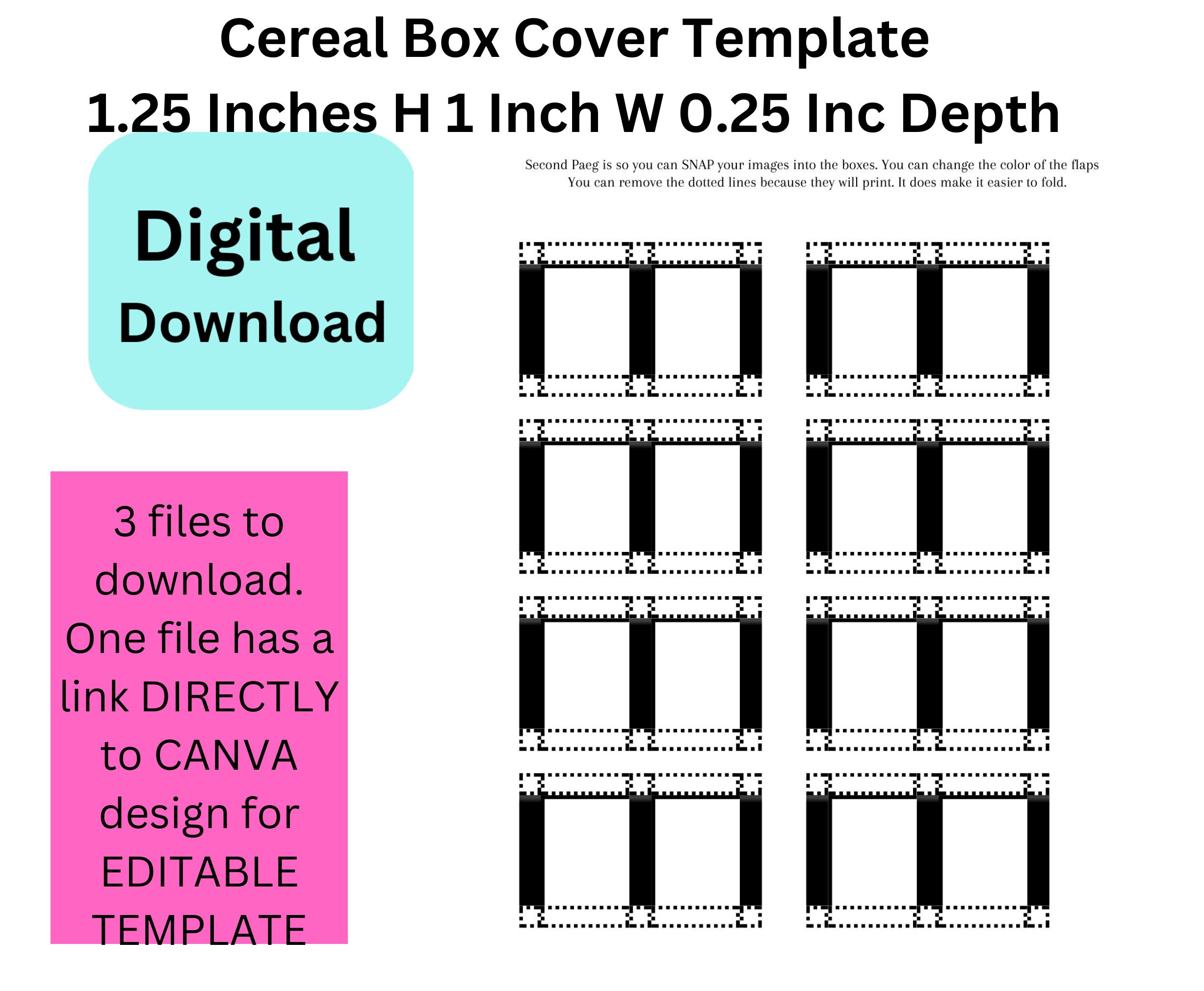 EDITABE Printable CUSTOM Miniature Cereal Cover Template Size - Etsy
