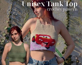Unisex Tank Top Crochet PATTERN (+ Free Lightning McQueen graph)