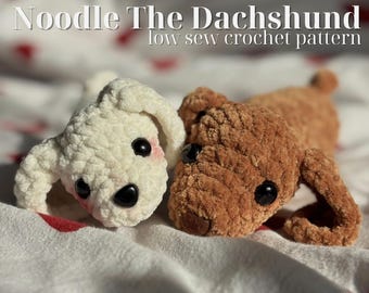 Patrón de ganchillo para Noodle, la perrita salchicha.