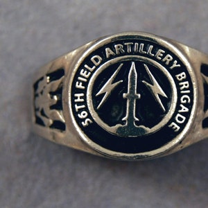 56th Field Artillery Brigade insignia ring Quick, Reliable, Accurate ring military signet US Army unit rings