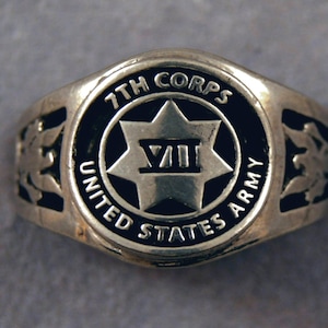 7th Corps US Army insignia ring Army Group unit rings The Jayhawk Corps