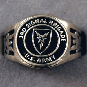 3rd Signal Brigade insignia ring Triple Threat Service ring military signet unit rings US Army