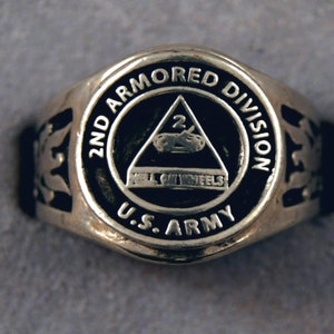 2nd Armored Division insignia ring Armor Service ring US Army Hell on Wheels rings