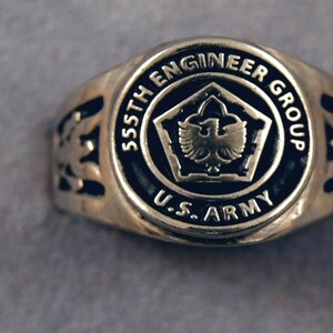 555th Engineer Group insignia ring unit rings US Army &quot;The Triple Nickel&quot; , &quot;Willing and Able&quot;