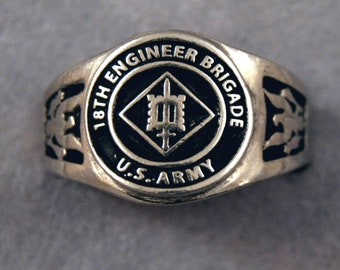 18th Engineer Brigade insignia ring Essayons et Edifions US Army Combat Engineers unit rings