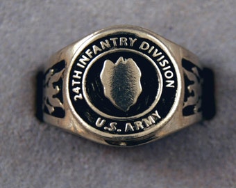 24th Infantry Division insignia ring Taro Division US Army military signet unit rings