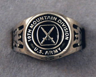 Anneau d'insigne de la 10e division de montagne, anneau de service d'infanterie, anneaux d'unité militaire de l'armée américaine