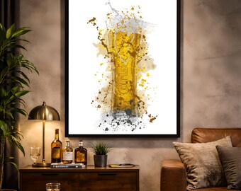 Beer Pint Glass Watercolor Art Print | Bar, Man Cave Decor (Instant Download)