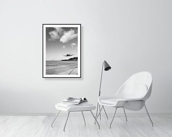 Playa del aterrizaje de aviones de St. Barths, foto enmarcada de lujo con montura
