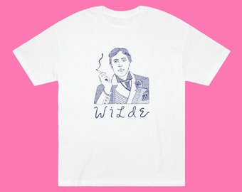 Oscar Wilde Tee Shirt Author, Poet, Homosexual, Genius. Oscar Wilde Tee Shirt, I know... it's ridiculous. Original Drawing by Timothy Hull