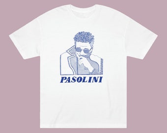 Pier Paolo Pasolini Tee Shirt, Italian Director, Poet, Artist, undeniable icon and legend. Original Drawing by Timothy Hull
