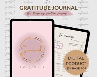 Journal de gratitude numérique | 234 pages | Pleine Conscience | journal quotidien | Routine du matin | Journal d'auto-soins pour iPad, GoodNotes | L'amour de soi